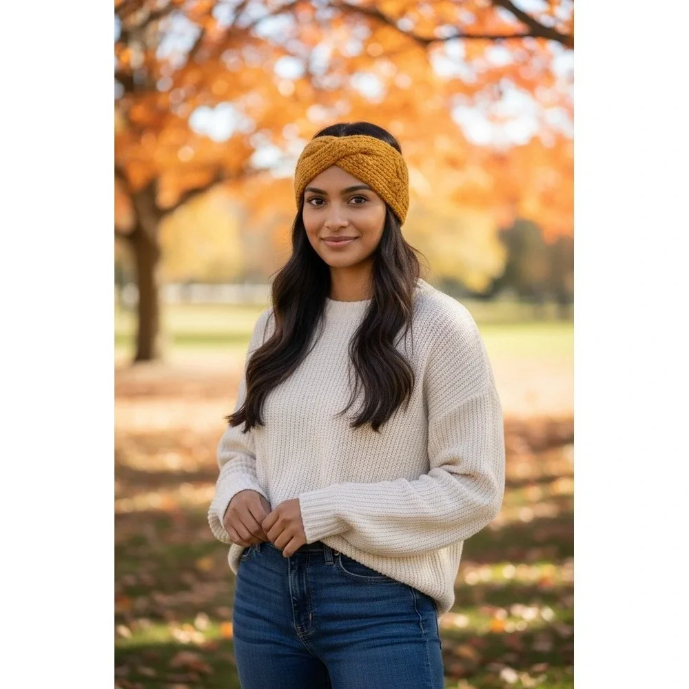 C.C Exclusives Women Chunky Knit Headband Ear Warmer Gold Sequin Twist lot of 12